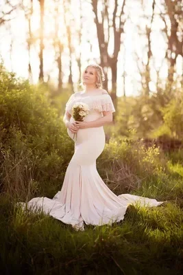 레이스 + 코튼 출산 드레스 사진 임신 한 여성을위한 긴 맥시 드레스 사진 촬영을위한 프릴 임신 드레스