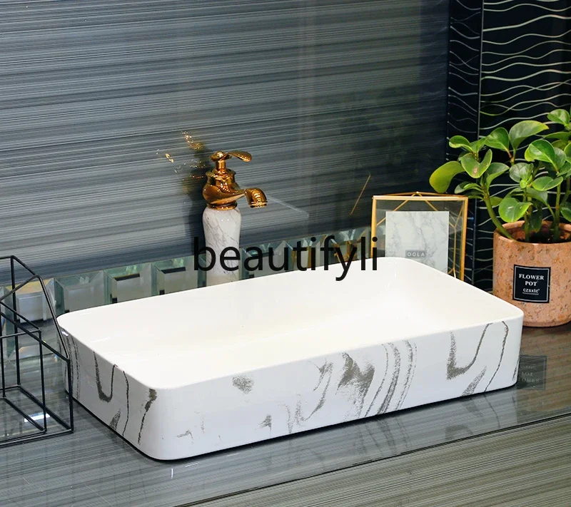 

ss Ceramic marble pattern balcony wash basin size washbasin