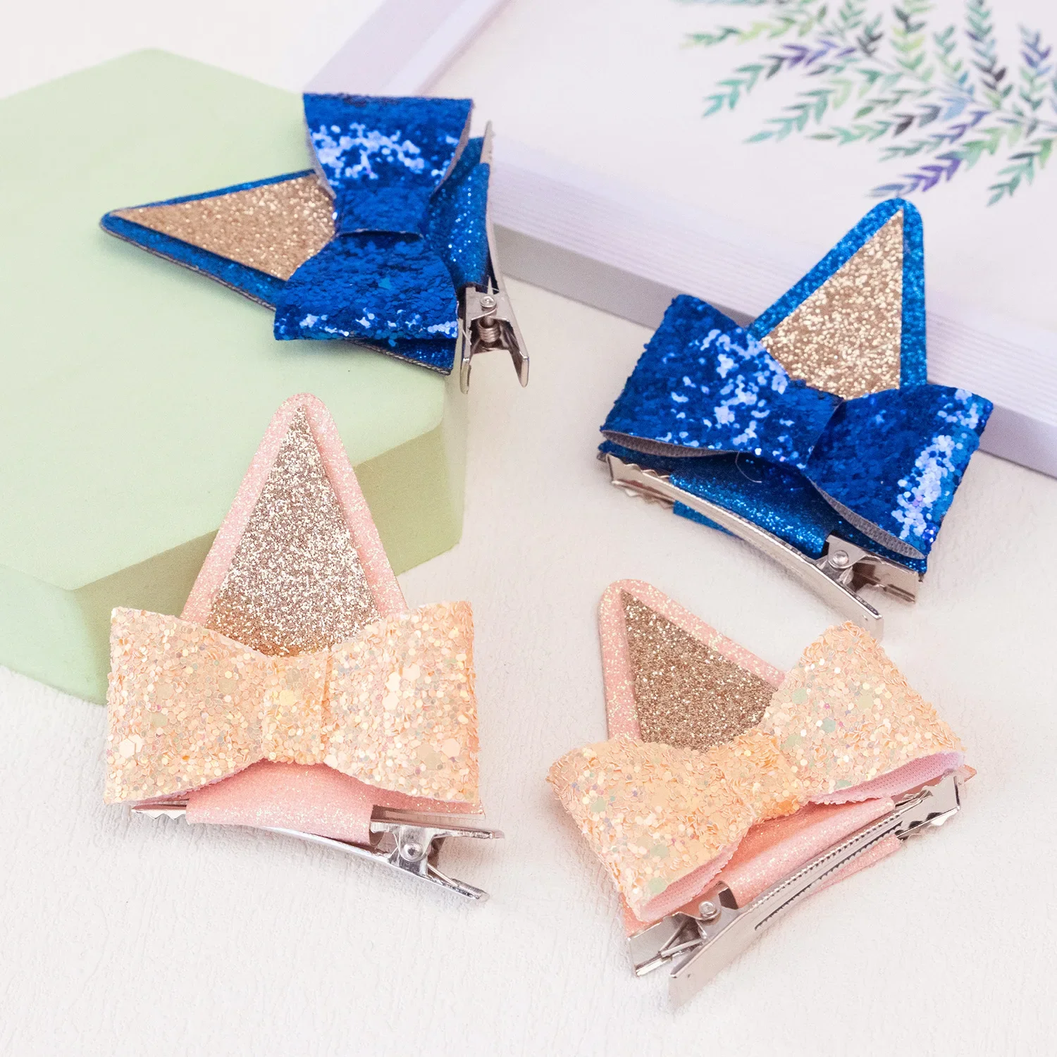 Bluey Ear Bow Hair Clip Bingo Chilli Toddler Kids Kawaii Shining Dog Hairpins Clip Accessories Girl Bows Hairpin Xmas Party Gift