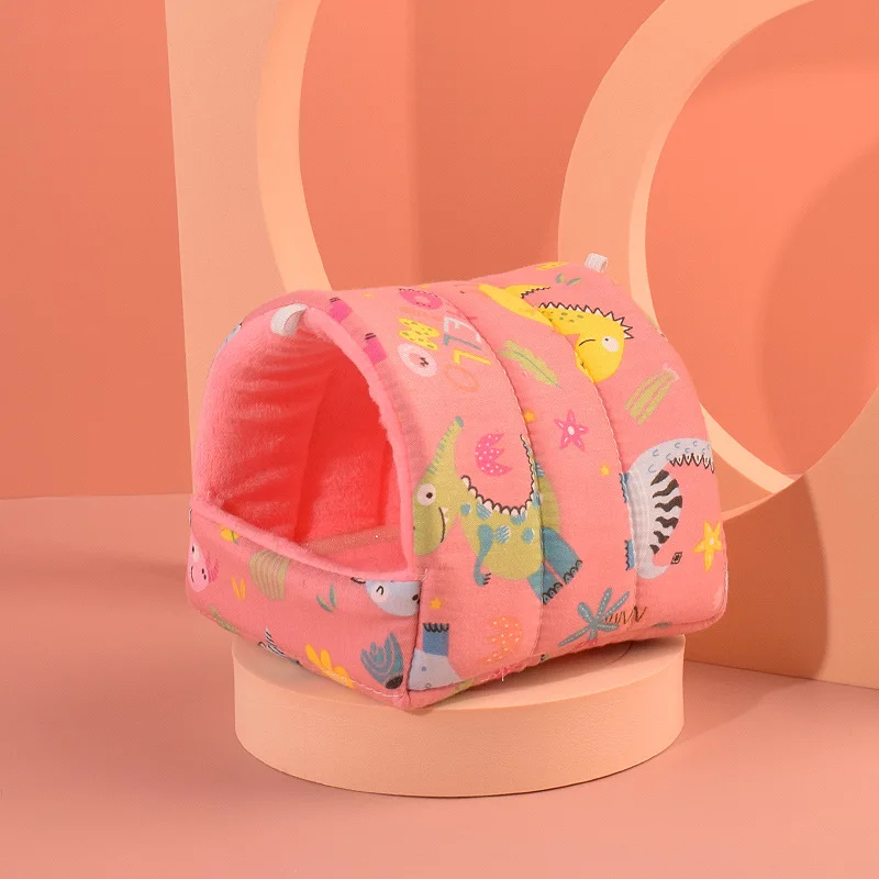 Nette Mini Käfig Kaninchen Eichhörnchen Winter Warme Baumwolle Matte Meerschweinchen Nest Hamster Haus Kleine Tier Schlafen Bett Haustier Hängen Käfig – Detail 7