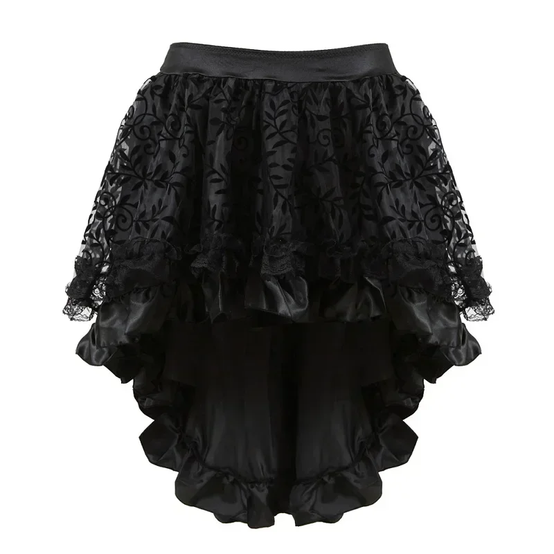 Steampunk Women Skirt Asymmetrica Renaissance Victorian Pirate Medieval Gothic Sexy Lace Floral Corset Skirts Matching
