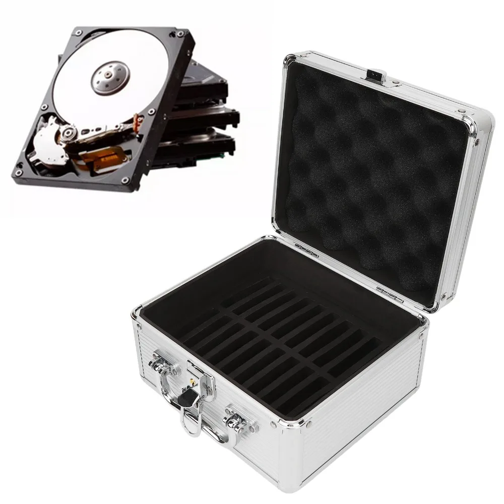 20 Bays Hard Drive Storage Box Safety Lock 2.5inch Hard Drive Carrying Cover ABS Handle Hard Disk Carrying Case