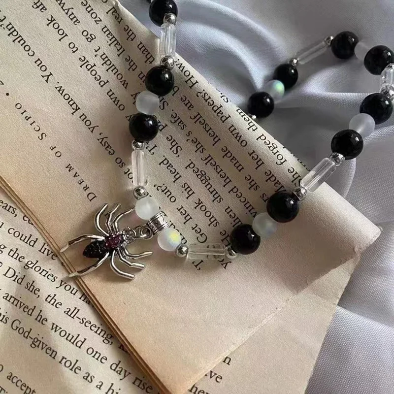Kpop القوطية الشرير العنكبوت قلادة القلائد للرجال النساء Vintage مطرز المختنق قلادة Collares Y2K الهيب هوب مجوهرات اكسسوارات