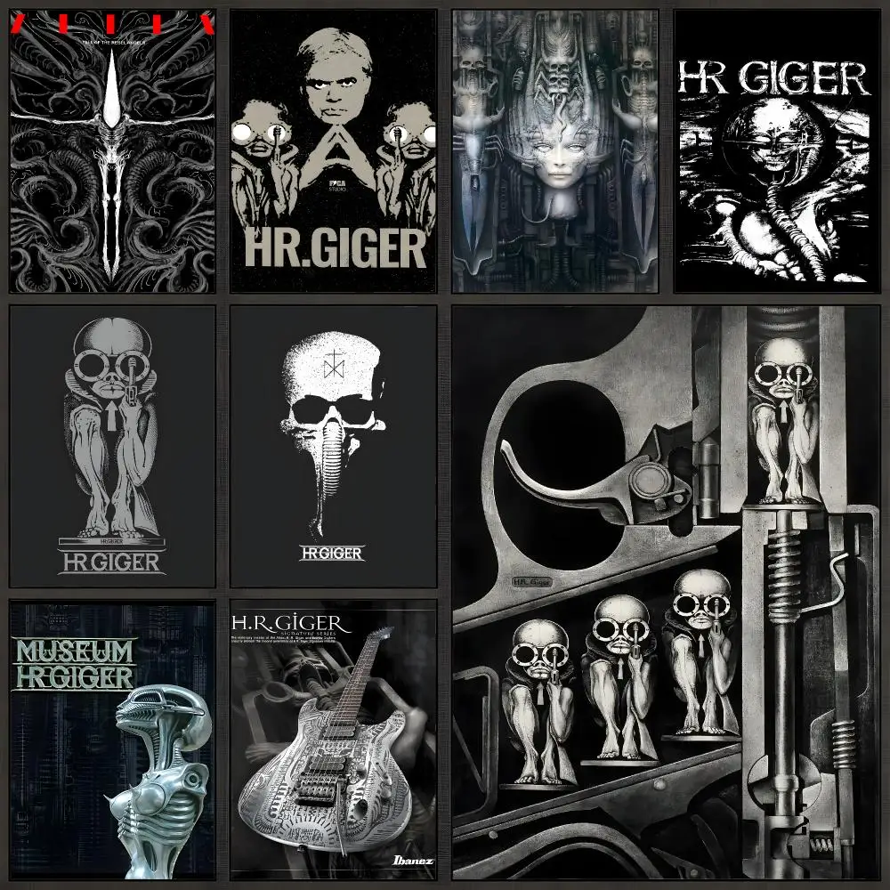 Künstler H.R. Giger Alien Biomechanisches Poster zum Abziehen und Aufkleben, Wandkunst, PP, wasserfest, HD, für Schlafzimmer, Wohnzimmer, Heimdekoration, Geschenk