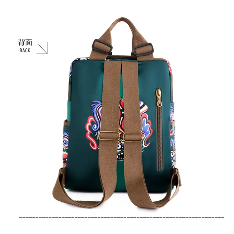 Mochila de nailon para maquillaje Facial Unisex, bolsa de gran capacidad con patrón de ópera de estilo chino, PU, a la moda, gran oferta, 2024