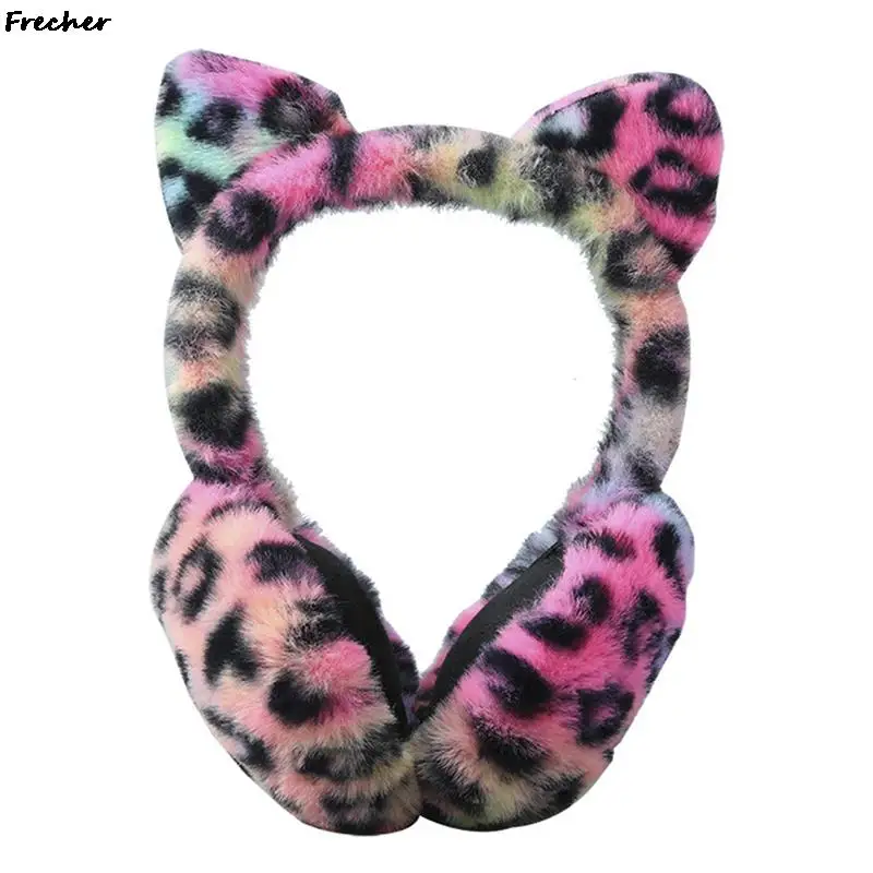 Leopardo gato earmuff inverno quente earmuffs macio pelúcia fone de ouvido earlap proteção fria capa de orelha quente ao ar livre esqui orelhas mais