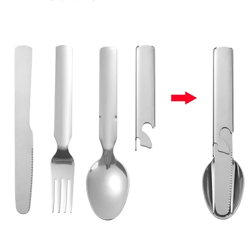 

Stainless Steel Outdoor Camping Cutlery Set Portable Multi-functional Combination Knife Fork Spoon Set for Picnic Travel