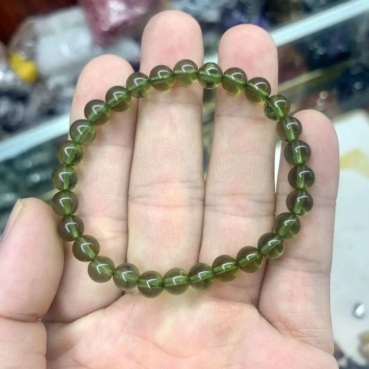 Imagem -02 - Moldavite Grânulos Naturais Pulseira de Jóias de Pedra Preciosa para Homem para Mulher para Presente por Atacado