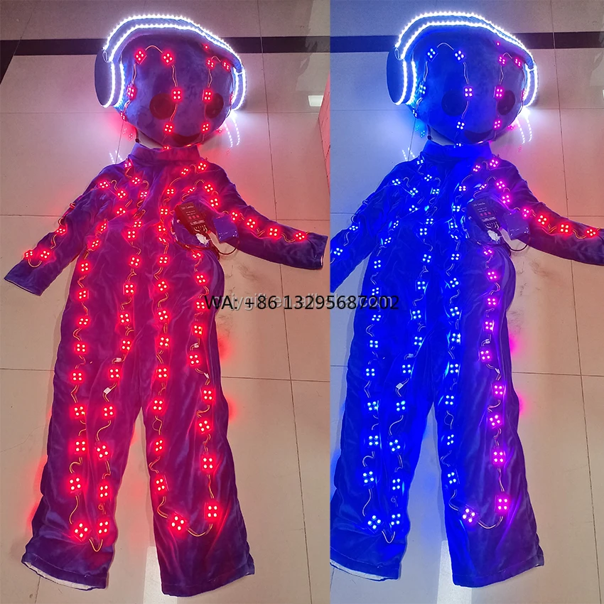 

LED Colorful Light Doll Costume Stage Wear Performance Props Suit Carnival Party WearChange Color Led Clothing Suit