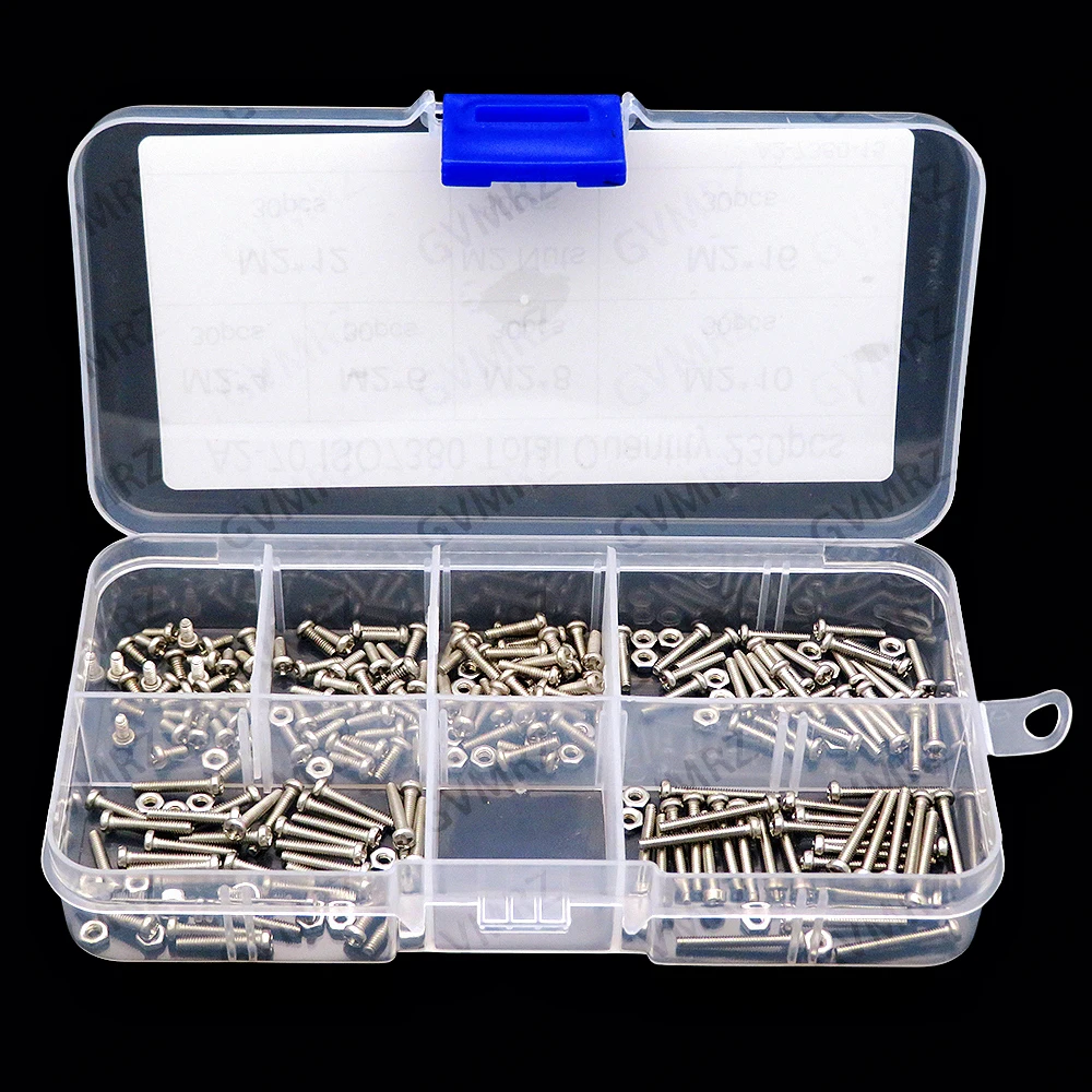 230PCS M2 Phillips Screws Nuts Bolts 304 Stainless Steel Button Head cap screw set Assortment Kit small screws Kit Connector