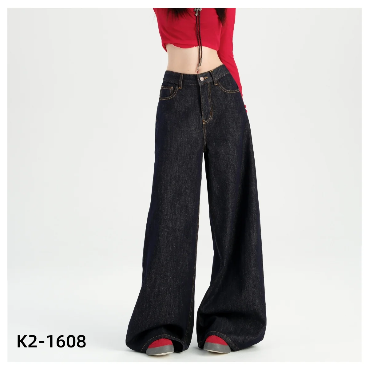 Streetwear Harajuku Women's straight leg wide leg jeans American Retro Classic Baggy Denim Pants Y2K Casual  Denim Trouser 2025