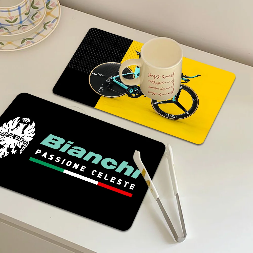 حصيرة تصريف ماصة بشعار B-Bianchi ، حصائر جافة كونترتوب ، ماكينة قهوة مطبوعة ، وسادة تجفيف ، طاولة مطبخ ، مفارش مائدة #5