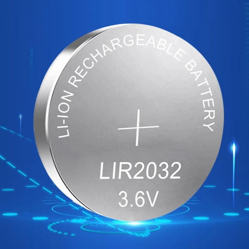 Baterías recargables LIR2032 de 3,6 V y 40mAh, recambio de pila de botón LIR 2032 para placas base remotas, Relojes