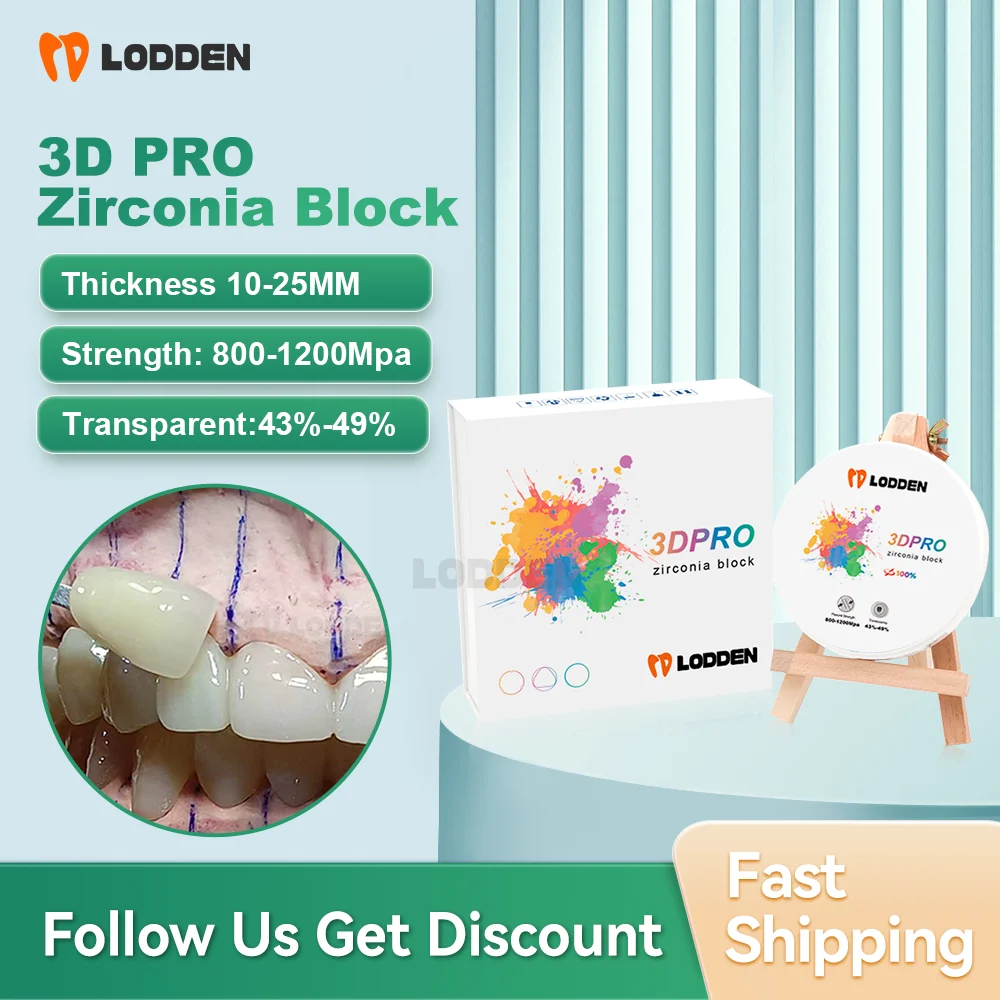 

LODDEN Dental Lab Zirconia Block 3D PRO Multilayer Zirconia Disc 98mm Open System Dentist Material Vita 16 Colors For CAD/CAM