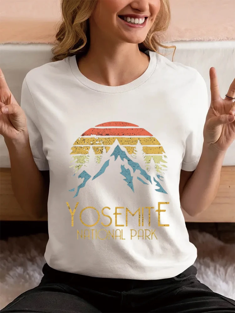 Vintage Yosemite National Park California T-Shirt Fathers Day Fashion Clothing Short Sleeve Tops Print Tee For New Summer 2024