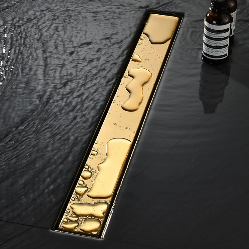 

Golden Floor Drain 304 Stainless Steel Bathroom Shower Long Drainage Linear Tile Insert Deodorization Floor Drains Cover