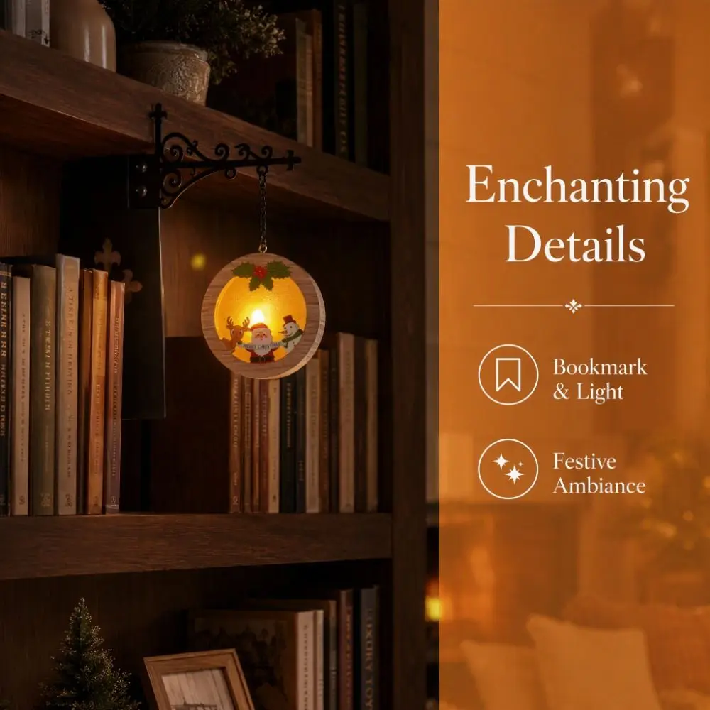 Vintage Bookshelf Lantern Light Decorative Warm Light Bookshelf Lighting Retro Style Christmas Library Lamp Study Reading Corner