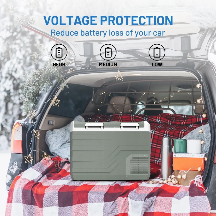 ثلاجة محمولة 12 فولت للسيارة 33 لتر ثلاجة ثنائية المنطقة مع 12/24 فولت تيار مستمر و110240 فولت تيار متردد مثالية لـ