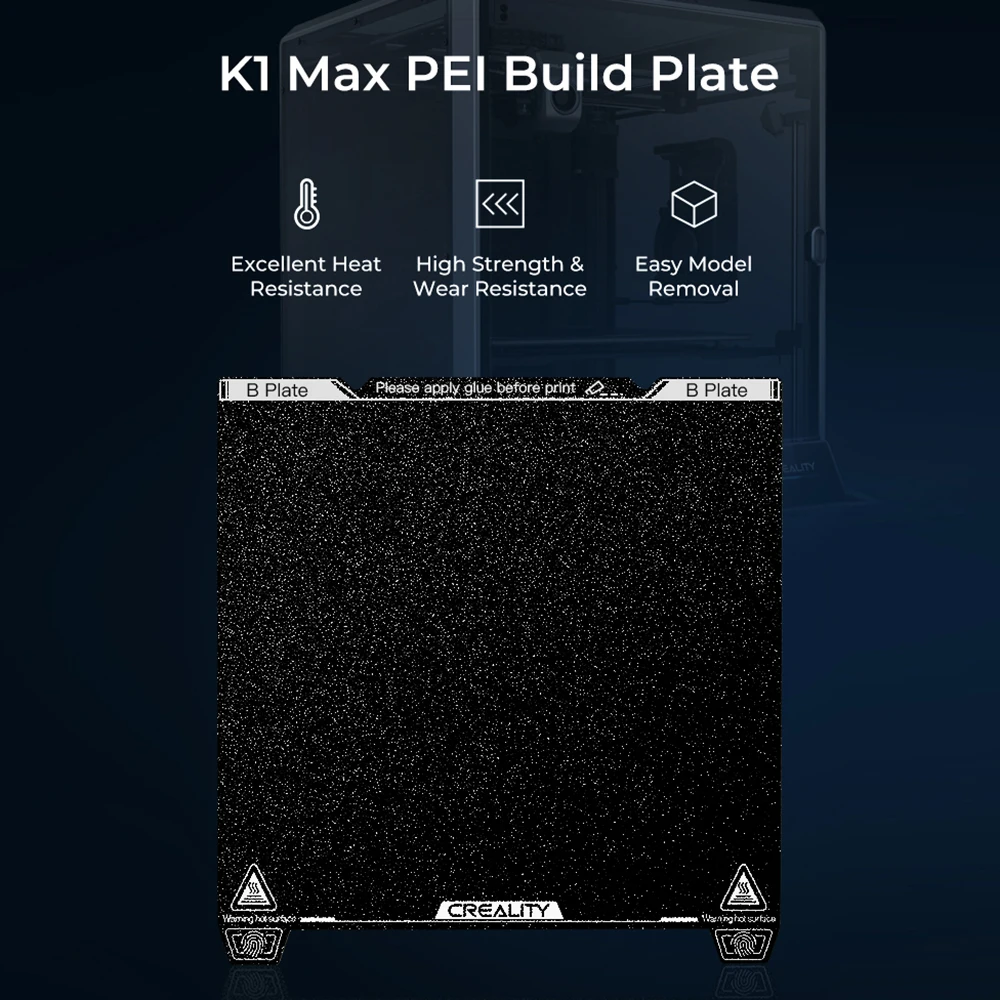 Creality K1 Max PEI Build Plate 315x310mmWithout Soft Magnetic Mat Easy Model Removal Suitale for K1 Max 3D Printer 315x310mm