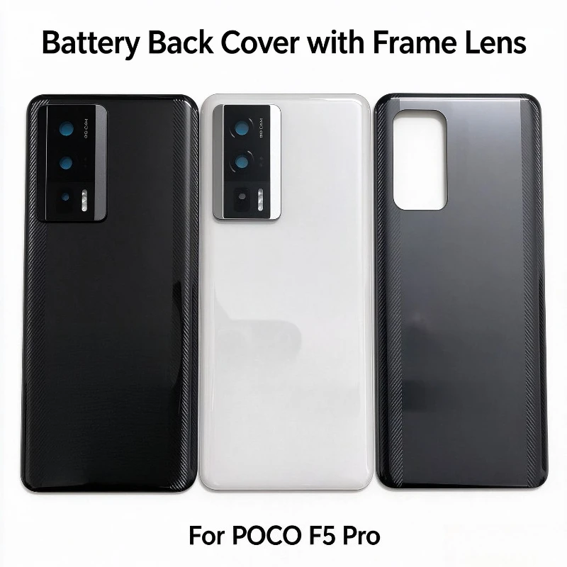 For Xiaomi POCO F5 Pro 5G Battery Back Cover Glass Panel Rear Housing With Adhesive Replace