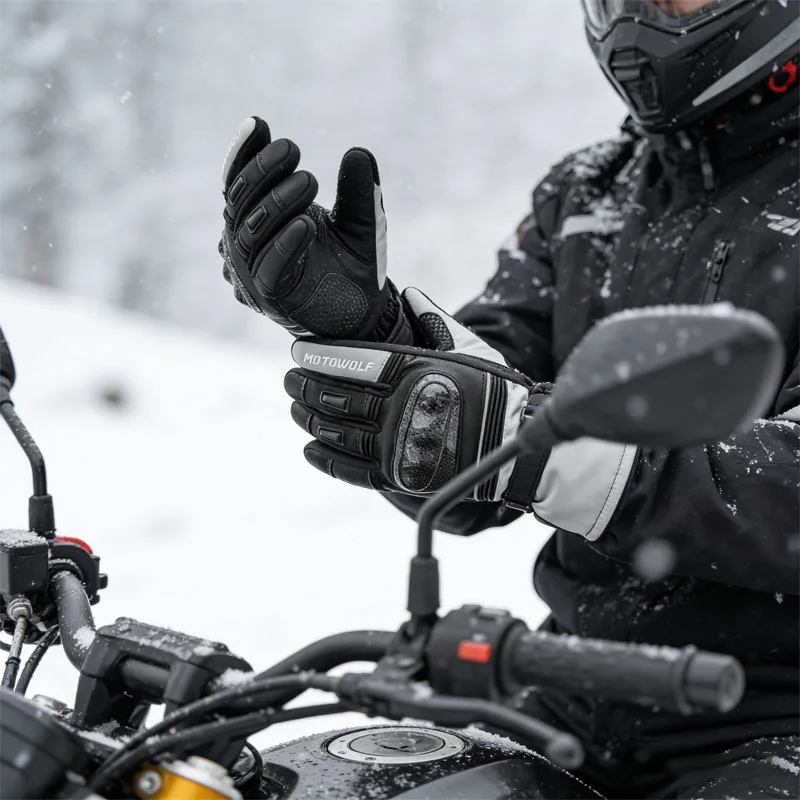 Motowolf Winter Motorcycle Gloves Waterproof Thermal Moto Dirt Bike Equipment Men MTB Riding Driving Protection Supplies Glove