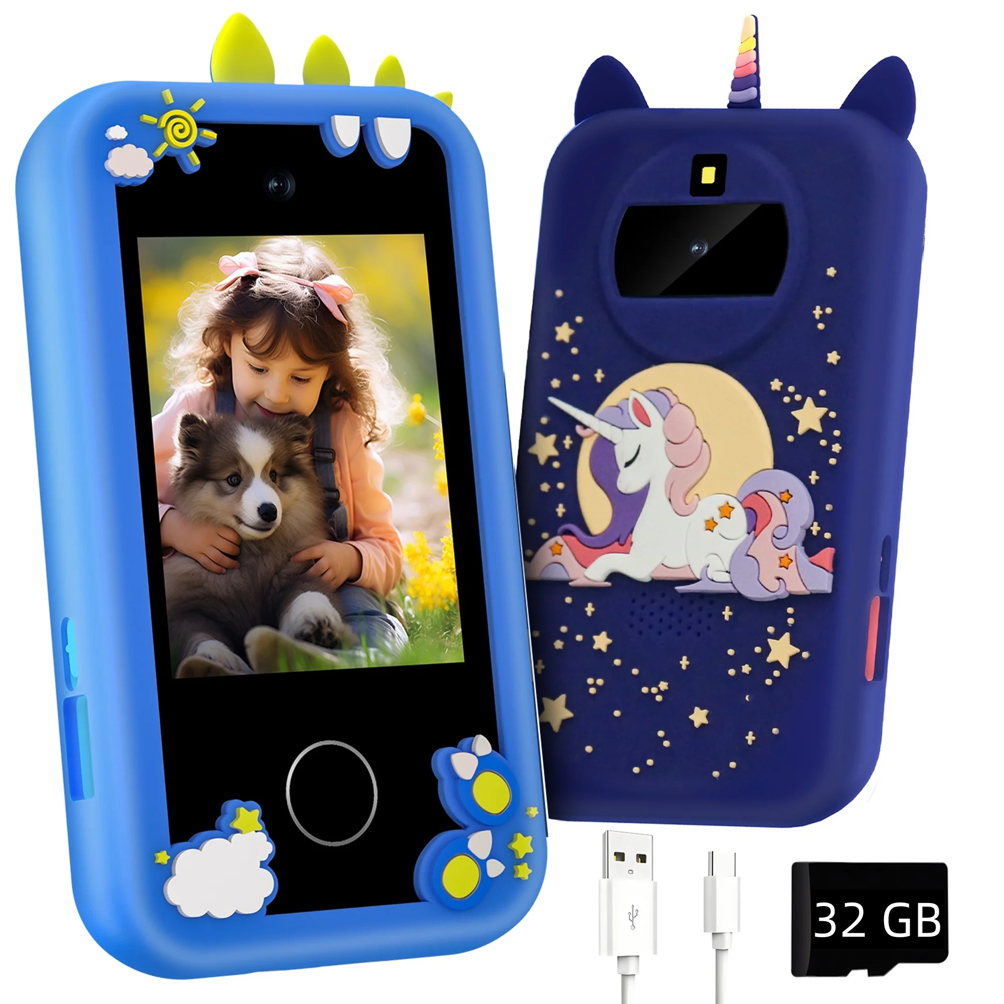 Juguete de Teléfono Móvil Educativo Portátil para Niñas |   Juguete de Teléfono Inteligente para Niños Pequeños con Doble Cámara, Juegos y Despertador