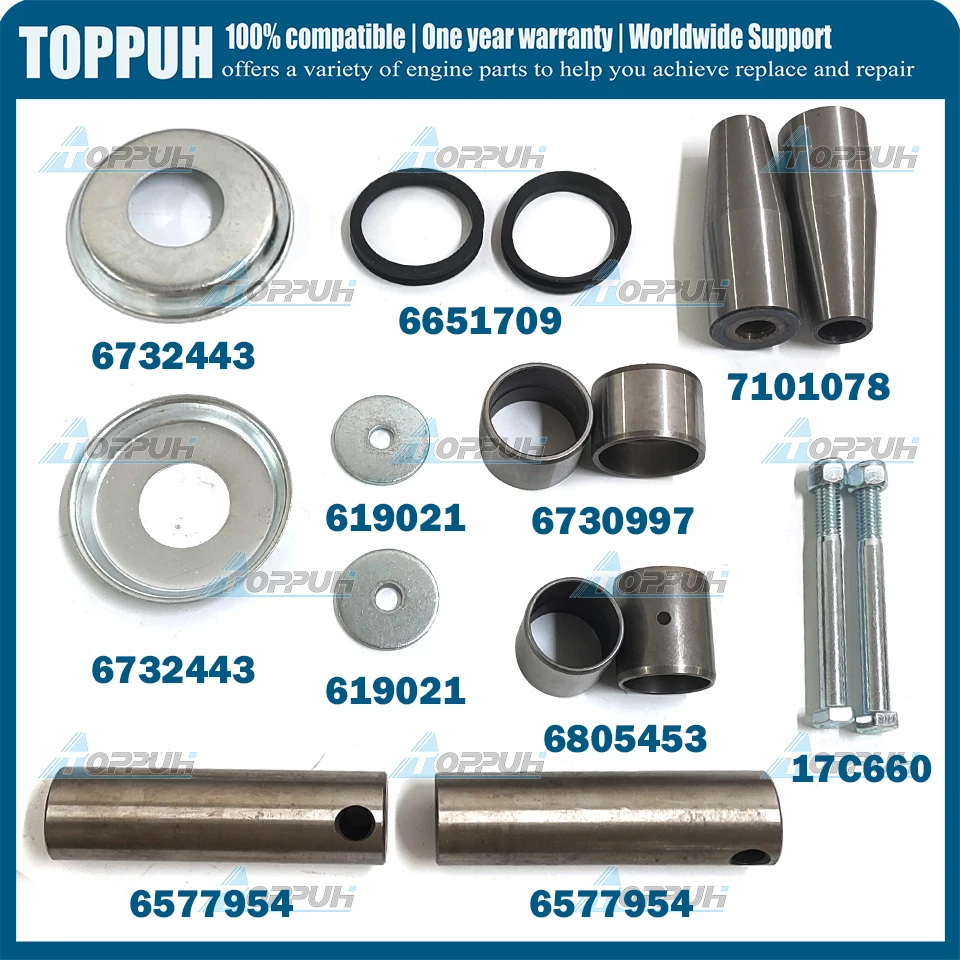 

7101078 Pivot Pin & Bushing Kit 6577954 17C660 6730997 6732443 6805453 Compatible With Bobcat 773 S160 S175 S185 S205 T180 T190