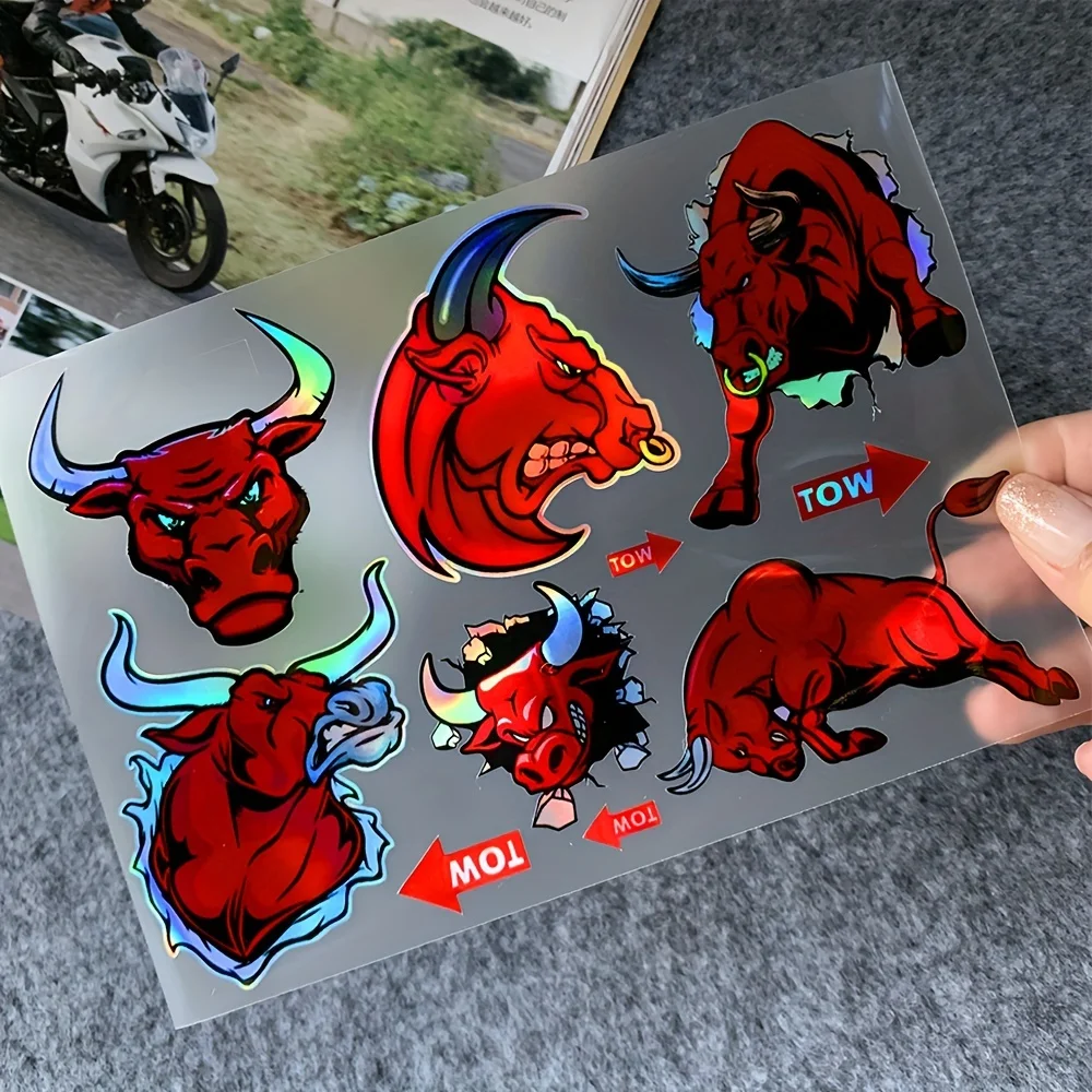 

1SET Car Stickers Car Door Car Accessories Bull Reflective Motorcycle Stickers Racing Motorcycle Helmet Decorative Stickers