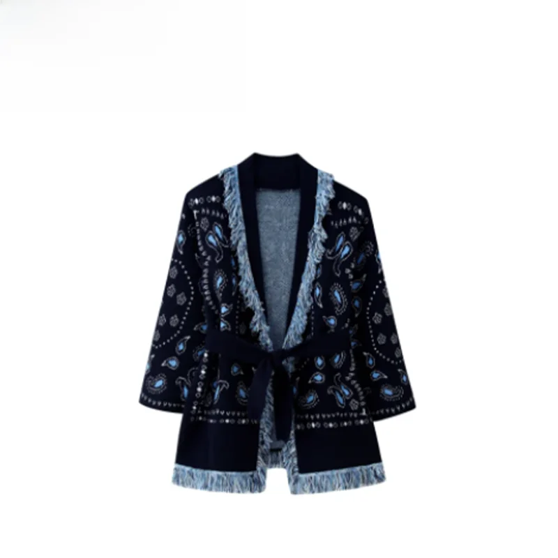 

Faionable Tassel Knitted awl Women's Outerwear Polyester Fiber Open Cardigan Sle Versatile Autumn New Arrival