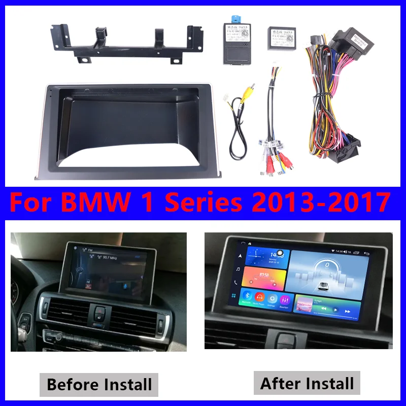 

Navigation Media Player Frame For BMW 1 Series 2013-2017 Instrument Panel Canbus With Cables Accessories Matte Black 9 Inch LHD