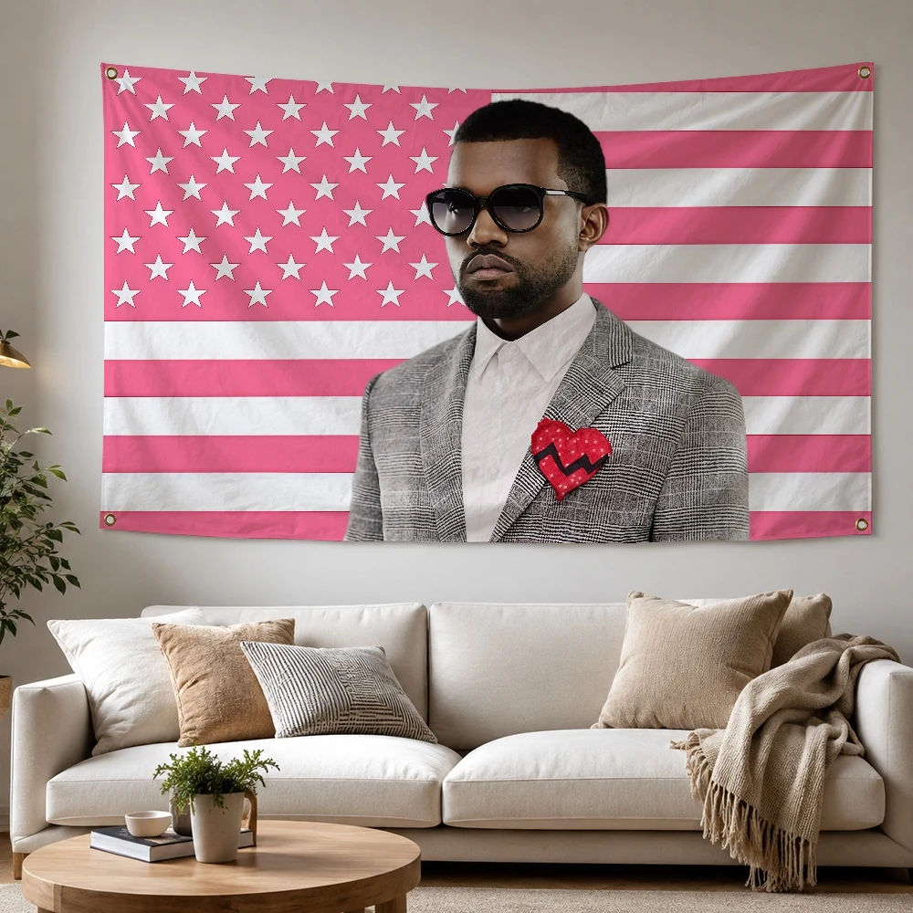 Rap Singer K-Kanye W-West Outdoor Flag for Home Camping Party Club Decor Garden Yard Wall Hanging Banner