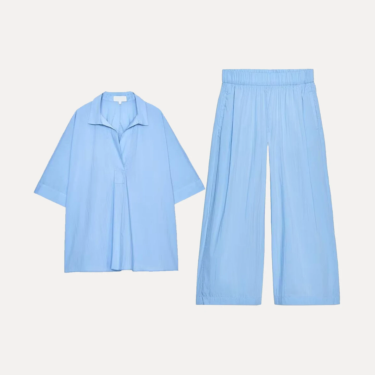 Z Mujer Collar ort Sve irt Pantalones de cintura alta Faion Set Otoño 2025 Ropa de temporada para damas adultas