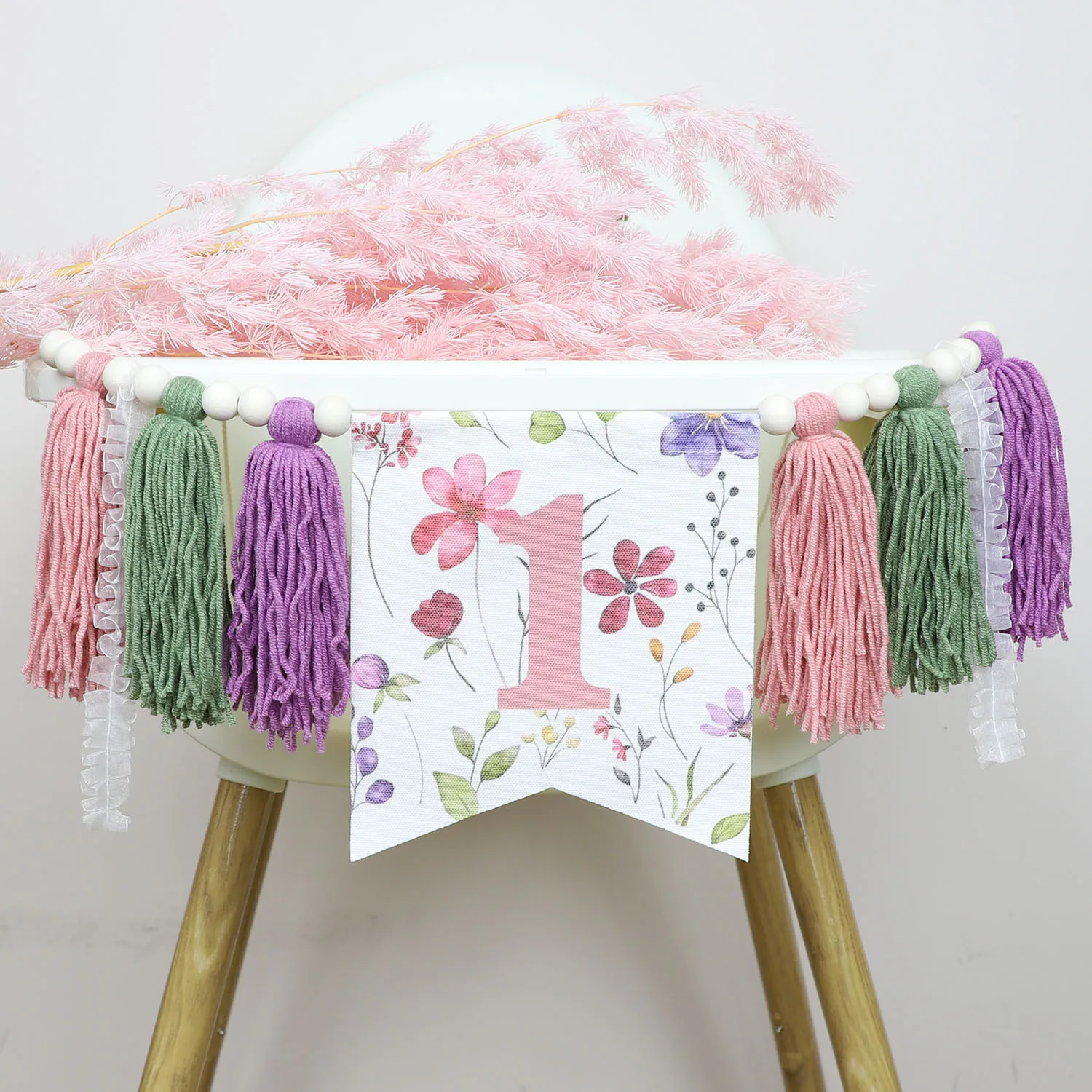 

Fairy 1st Birthday High Chair Banner for Baby Girl Floral Sweet Birthday Party Decorations Wall Decor Birthday Party Supplies