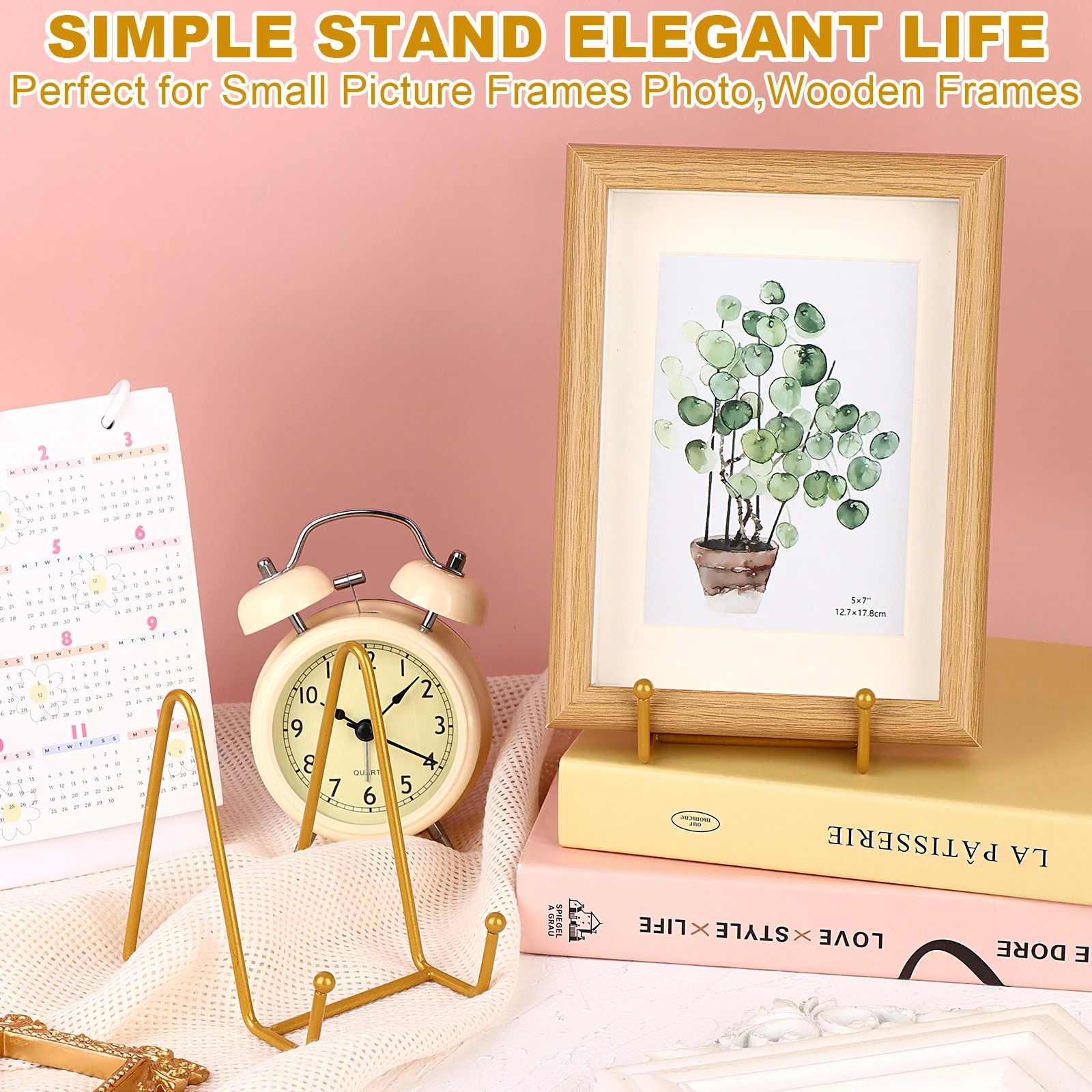 12Pcs Plate Stands For Display 4.3 Inch Small Plate Holder Iron Plate Display Stand Gold Picture Frame Stand Metal Table Easel