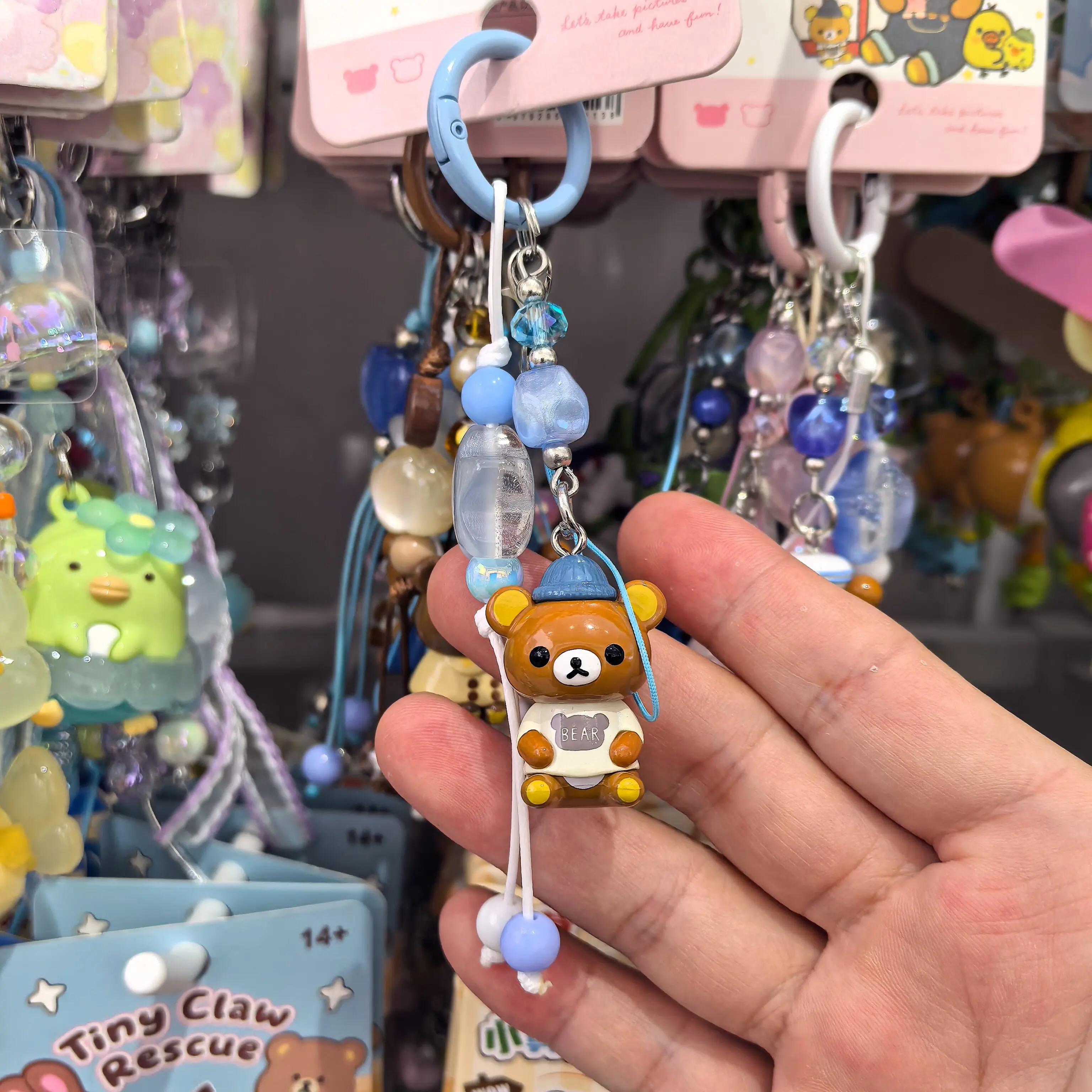 Rilakkuma Tiny World Series Keychain Resin Bear Pendant Bag Decoration Phone Charm Hanging Ornament For Adult Accessory view 5