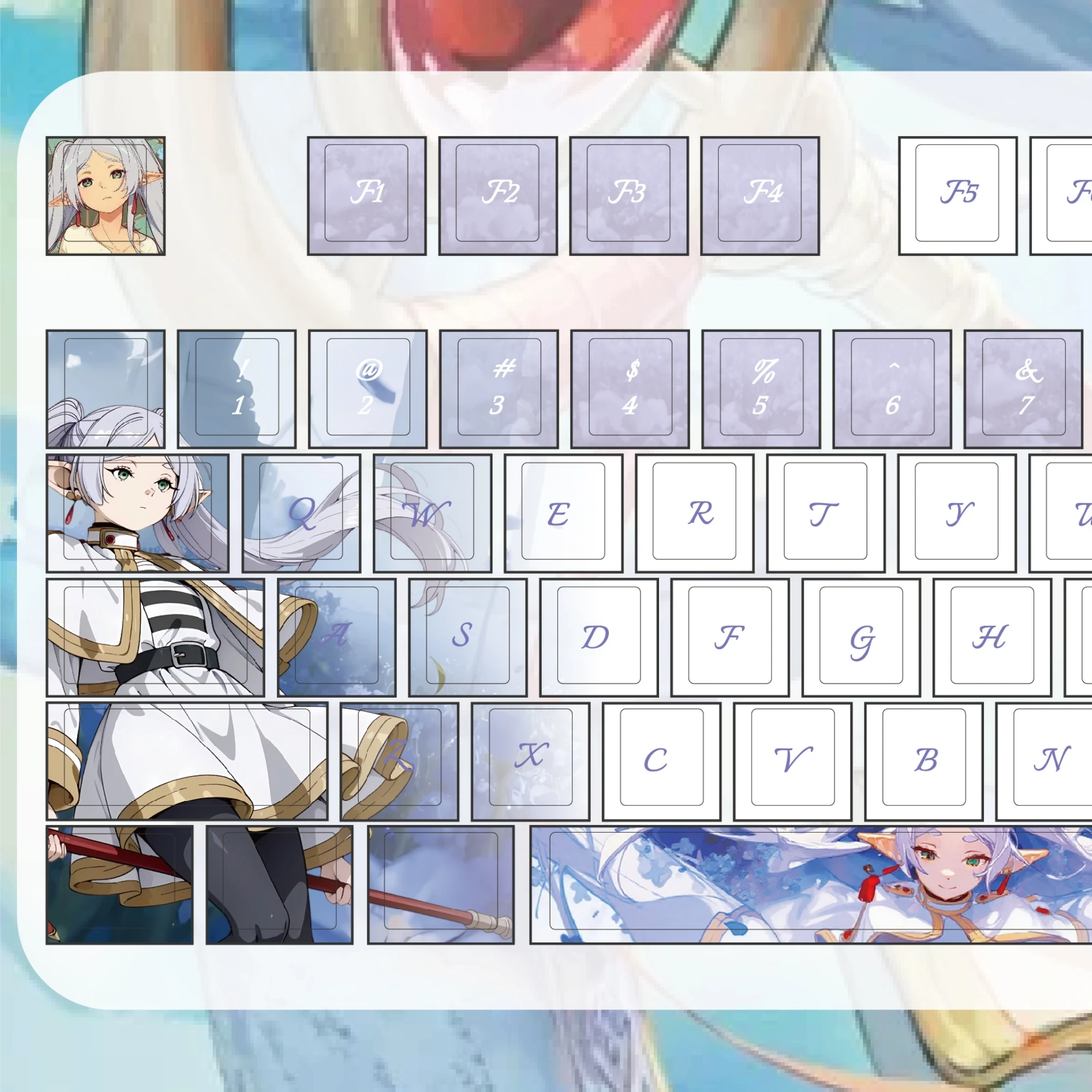 MAIMOOO Frieren Keycaps Cherry Profile PBT Dye Sublimation Custom Anime Keycap for MX Switch Mechanical Keyboard  