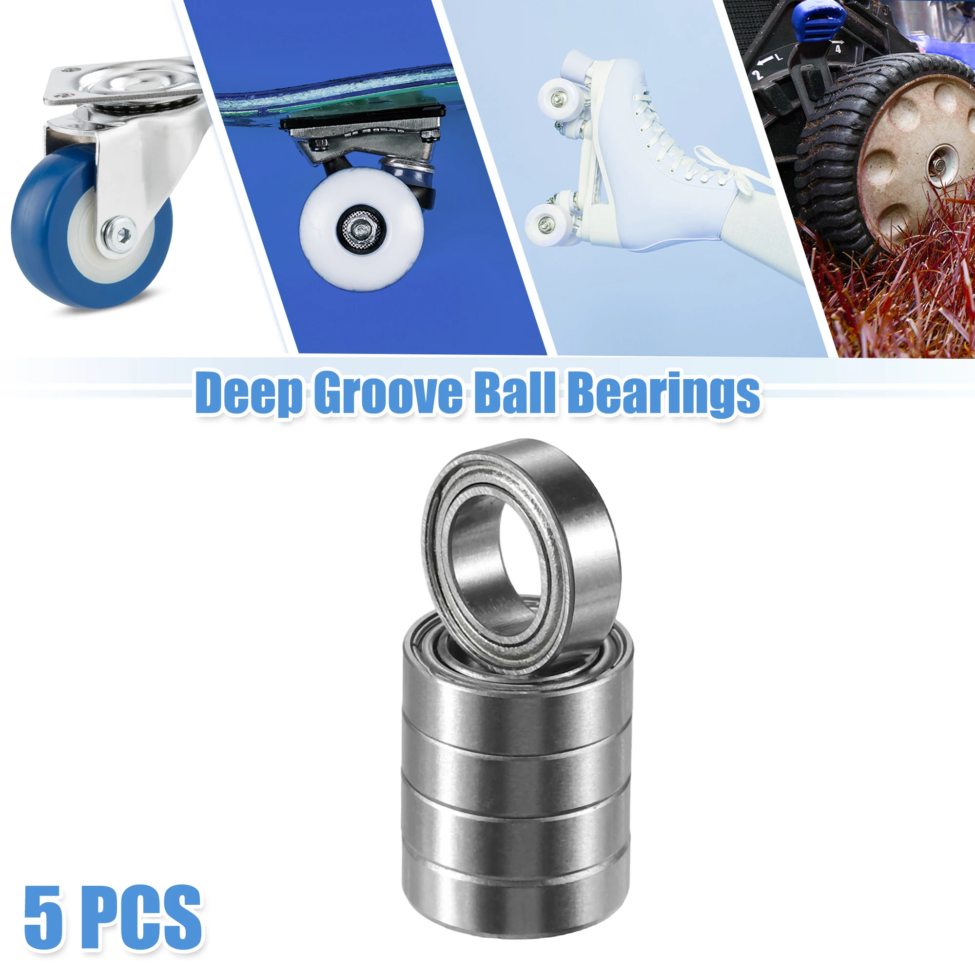 Motoforti 5 Pcs MR106ZZ Bearings Double Shielded Deep Groove Ball Bearings 6x10x3mm Silver Tone