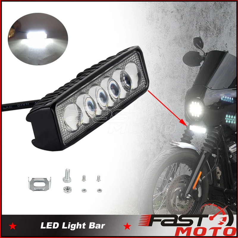Faro Ausiliario a LED Stile Club, Barra Luminosa per Harley Sportster XL883 XL1200 Dyna FXD Softail Street Bob FXBB