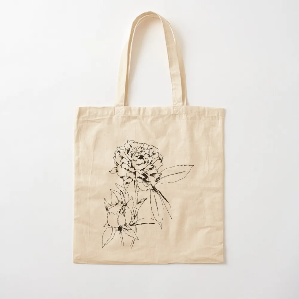 Botanical Series - Peony - Pen and Ink Sketch Tote Bag bag for beach sac pour femme Lady bags personalized tote