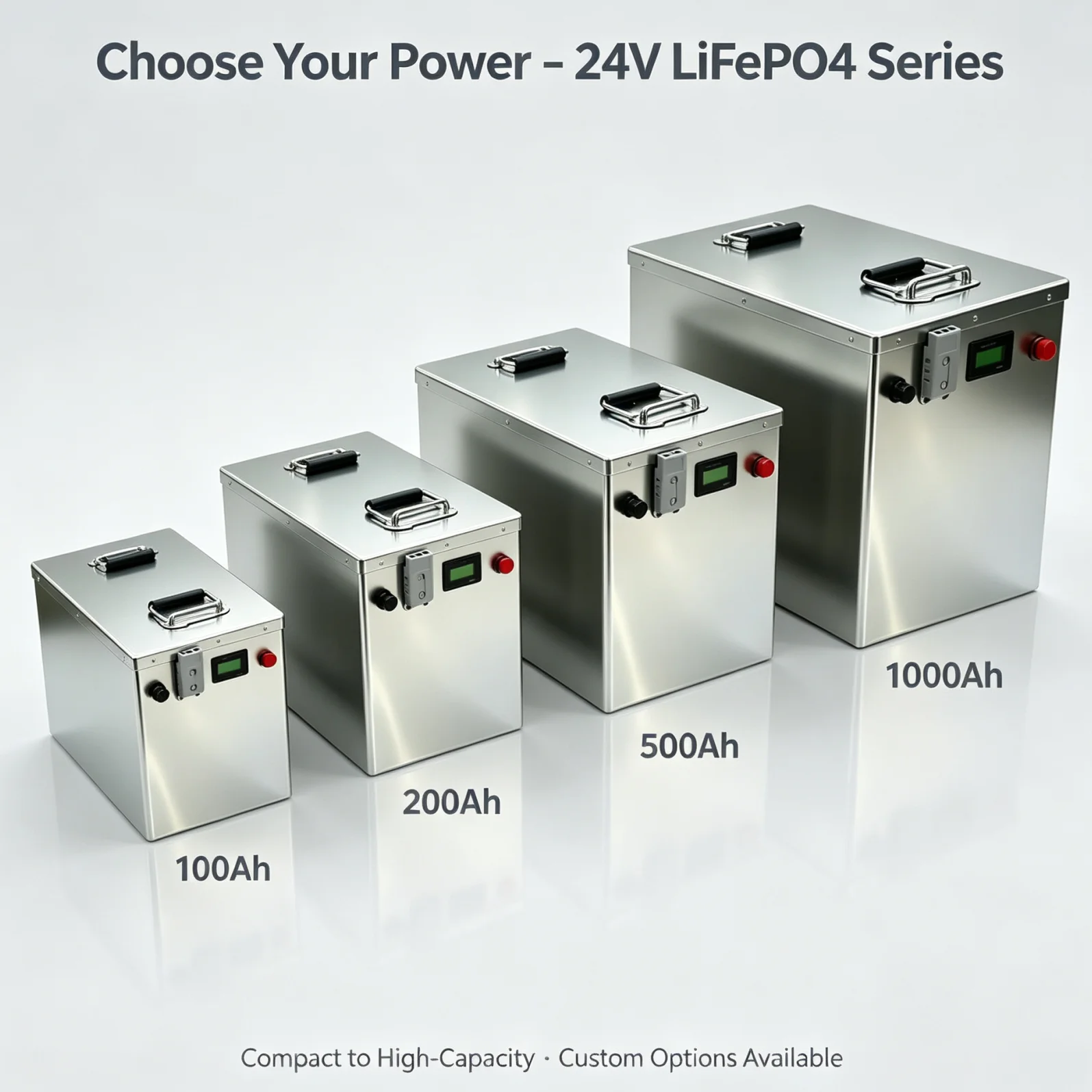 24V 100Ah LiFePO4 Lithium Battery, Deep Cycle Rechargeable with BMS for Solar RV Marine UPS Trolling Motor