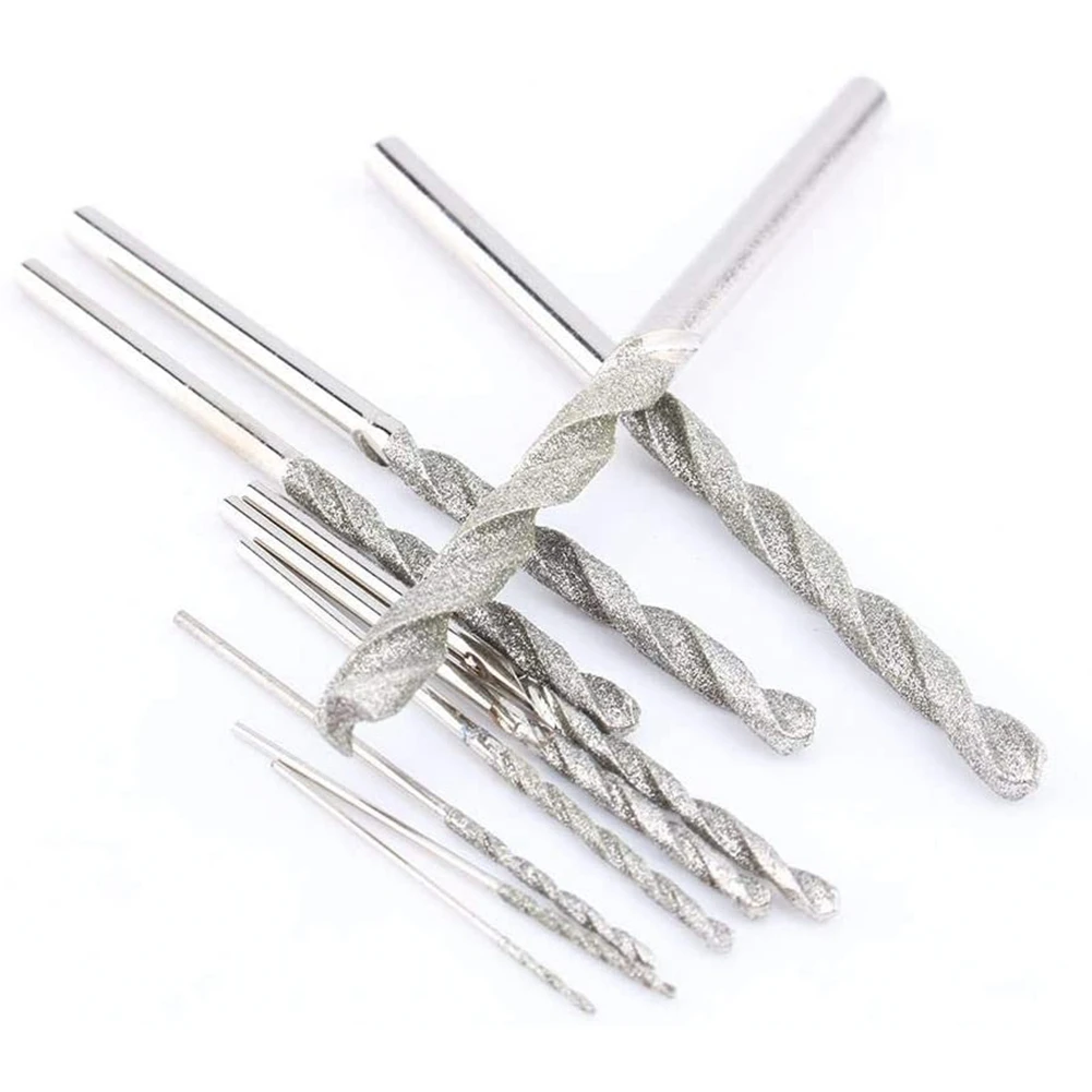 10 Pieces Diamond Drill Bits Set Twist Diamond Tip Drill Bit Heavy Duty Mini Diamond Drill Bit Set for Glass Tile