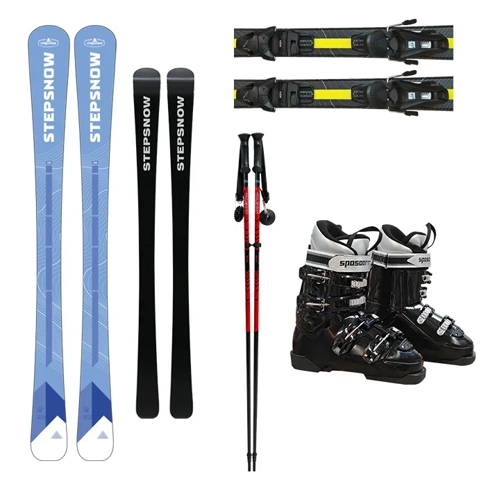 ski manufacturer multiple colors sizes adult skis set boots bindings poles quality assurance