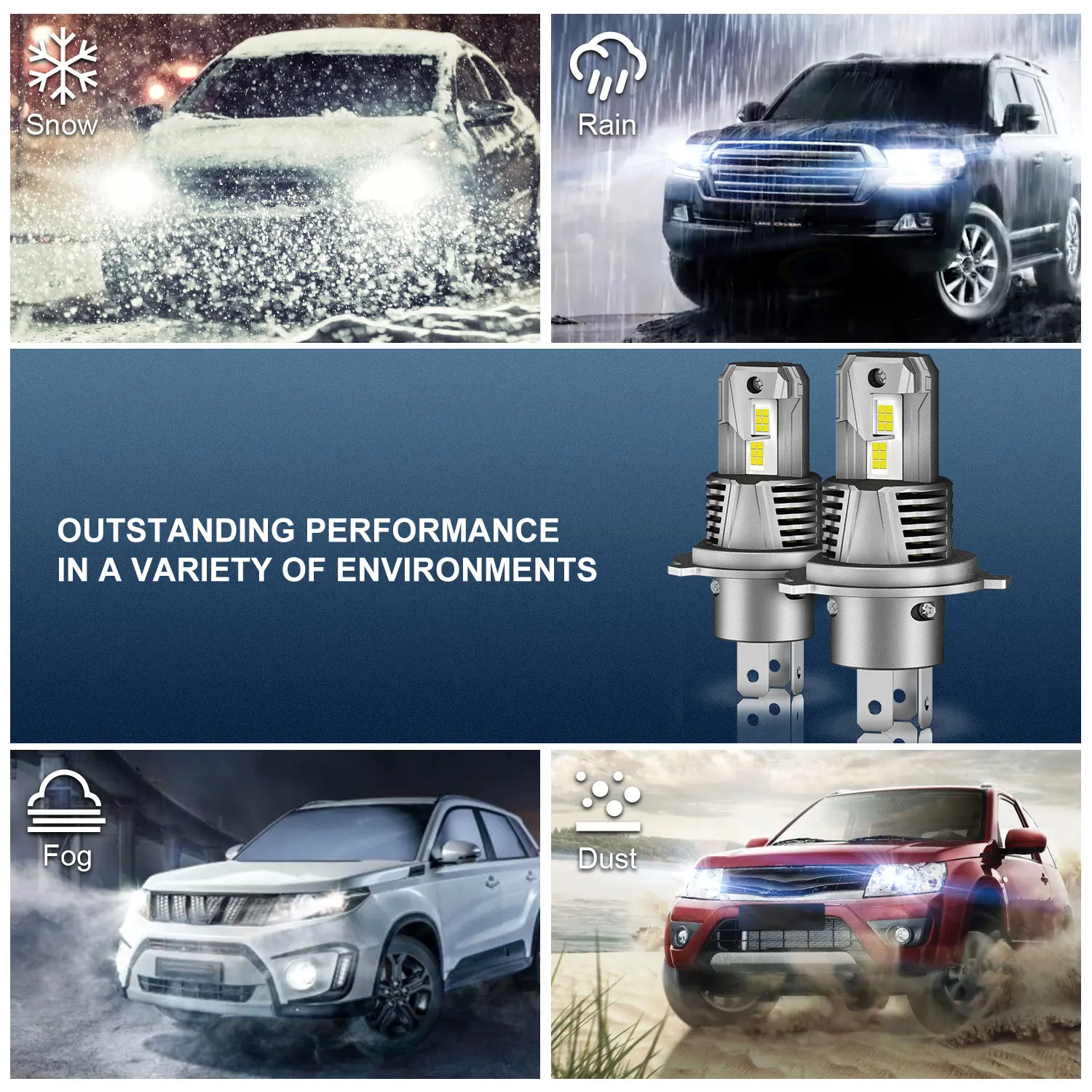 2Pcs 100W H4 LED Headlight Bulbs 9003 HB2 Canbus High Low Beam Car Light 18000LM 600% Brighter 6500K LED Bulb for Toyota Tacoma