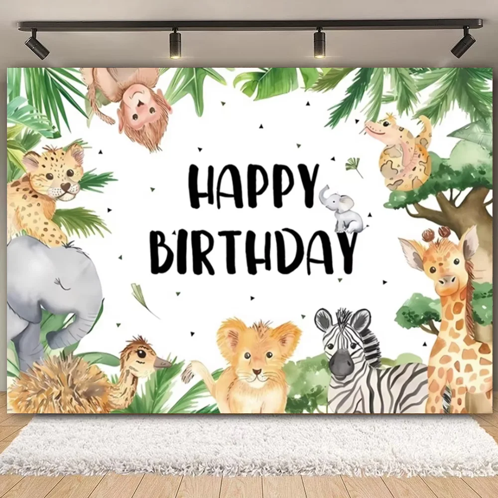 Jungle Animal Safari Background Tropical Forest Boy Girl 1st Birthday Party Newborn Baby Shower Decoration Photography Banner