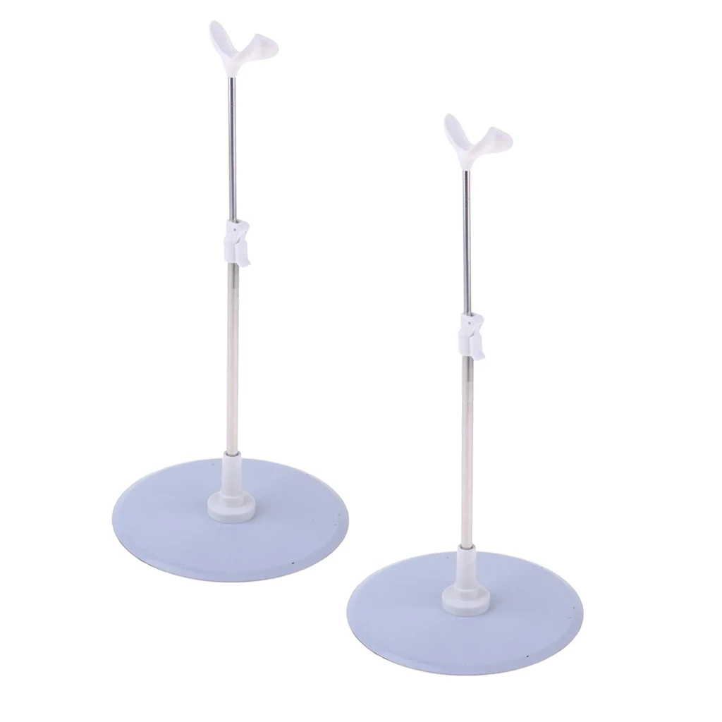BJD Doll Stand Adjustable Support Holder Stainless Steel Base Display Organizer Box for Shelf and Window Decor