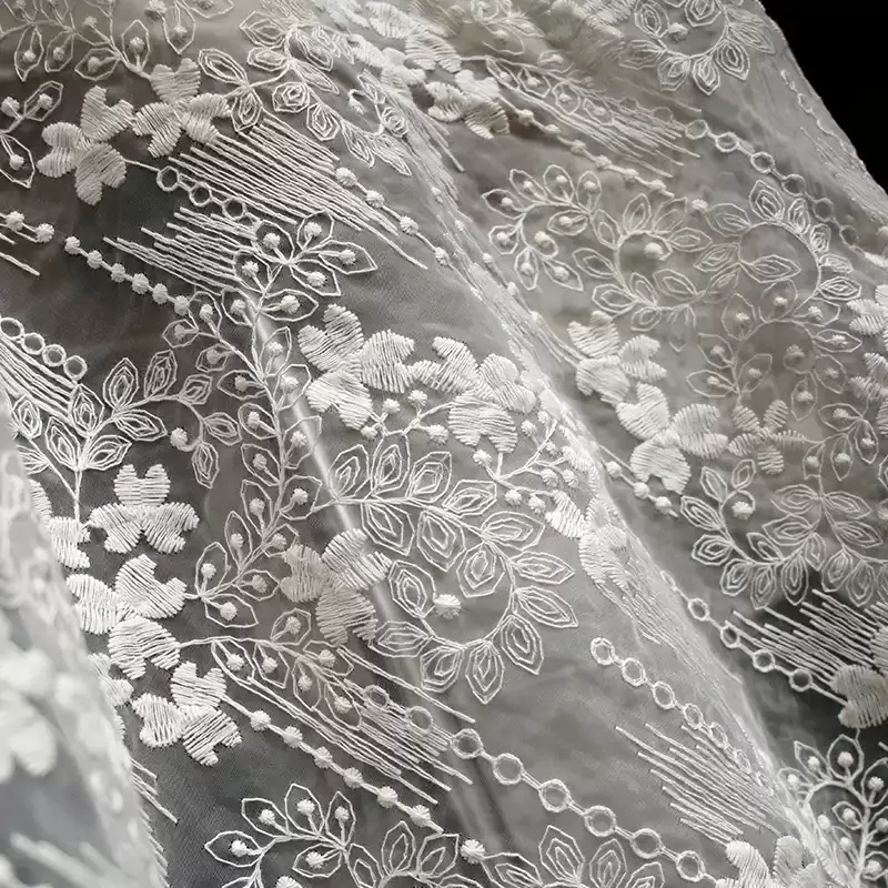 

1 ярд новая кружевная вышивка жаккардовая ткань Свадебное платье Тюлевая юбка Материал ткани для пэчворка kumas telas por metros