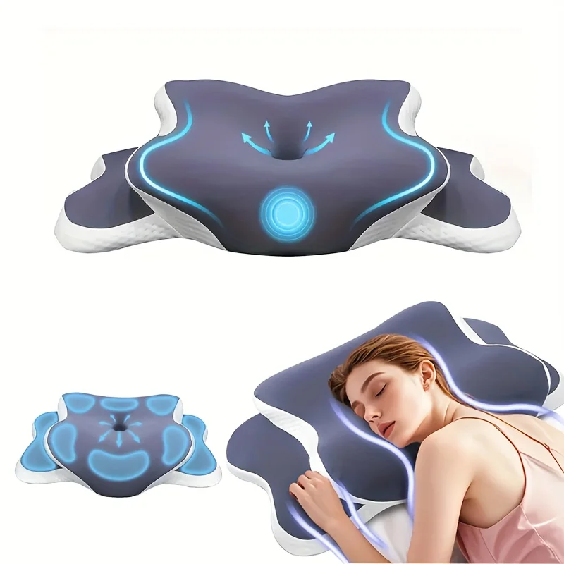 Breathable Cooling Neck Pillow Suitable for Side Back Sleep, Suppot Neck Relax, Pillow for Travel Office, Slow Resilience Design