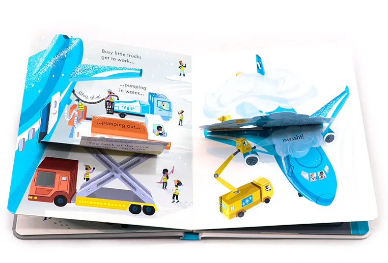 Usborne Peep Inside cómo funciona en un avión, libro en inglés, libro de imágenes con solapa 3d, libros educativos de lectura de cartón para bebés y niños