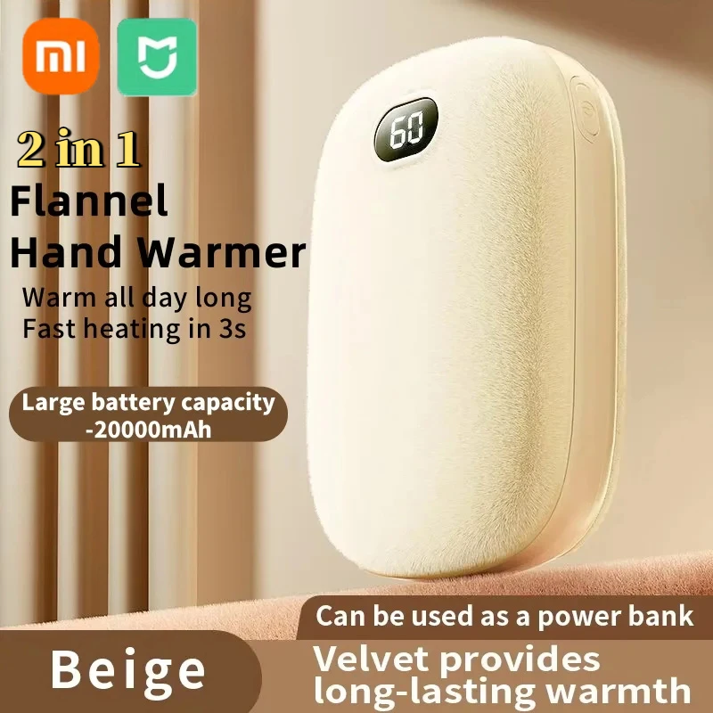 Xiaomi MIJIA Rechargeable Hand Warmer 20000mAh Large Capacity Flannel Portable Mini Men Women Camping Travel Office Student New