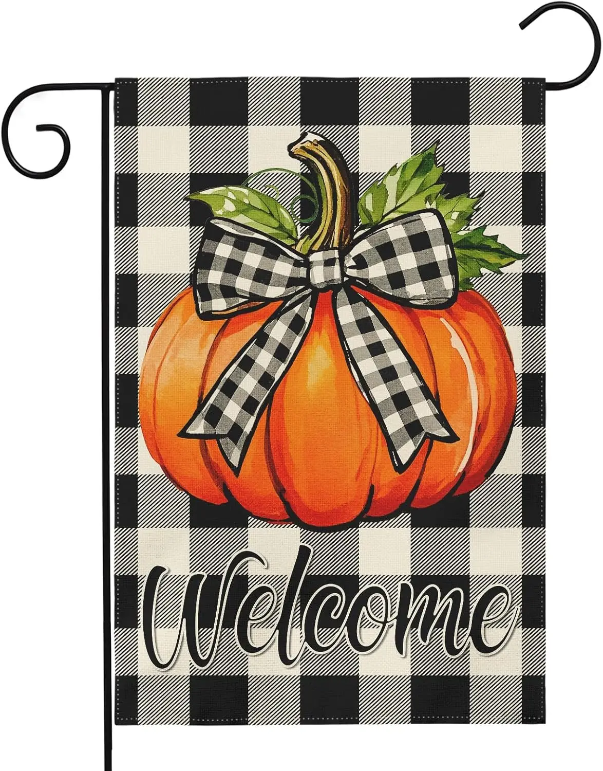 Fall Pumpkin Garden Flag 12x18 Inch Welcome Autumn Harvest Theme Thanksgiving Buffalo Plaid Decorative Yard Flags for Outsid SSL